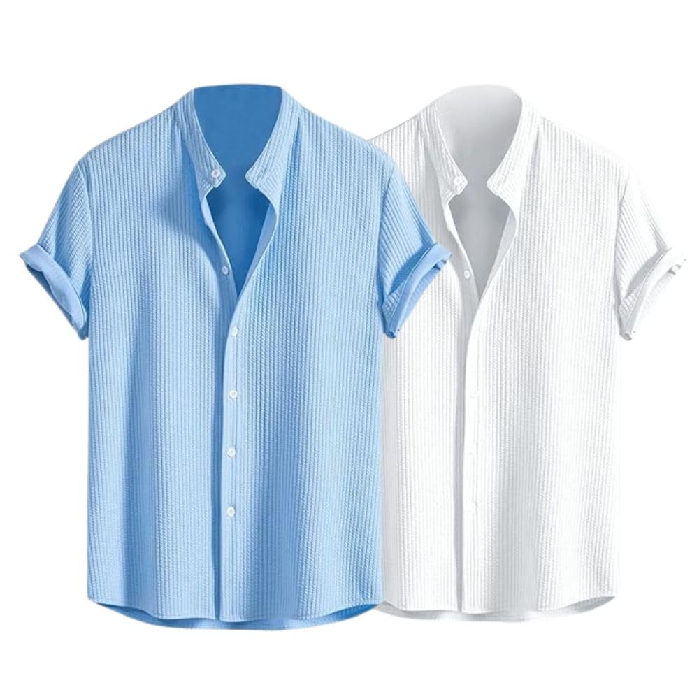 GRECIILOOKS Men's Casual Shirt - Printed Short Sleeve