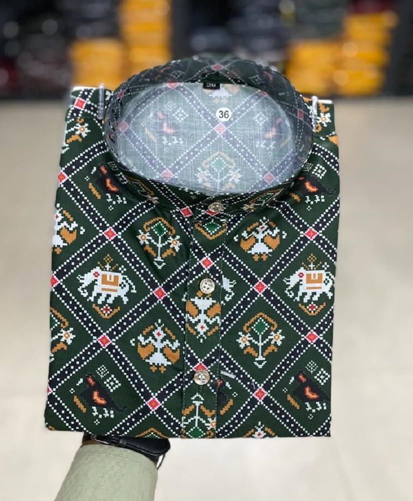 LAZZLY Men's Cotton Blend Printed Long Kurta - Image 2