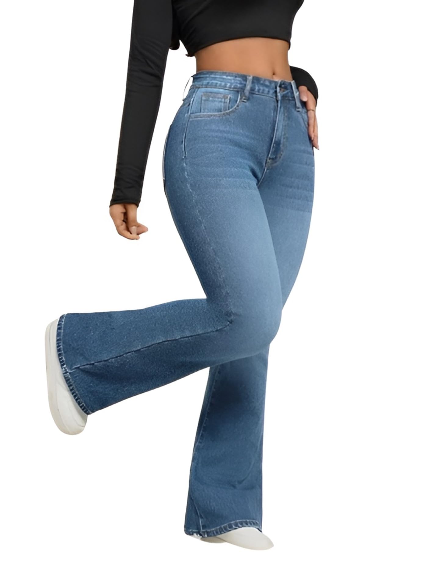 Ben Martin High Waist Flared Jeans for Women - Light Blue