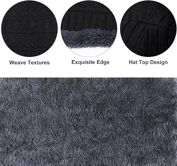 Black Winter Cap & Muffler Set for Men & Women - Image 3