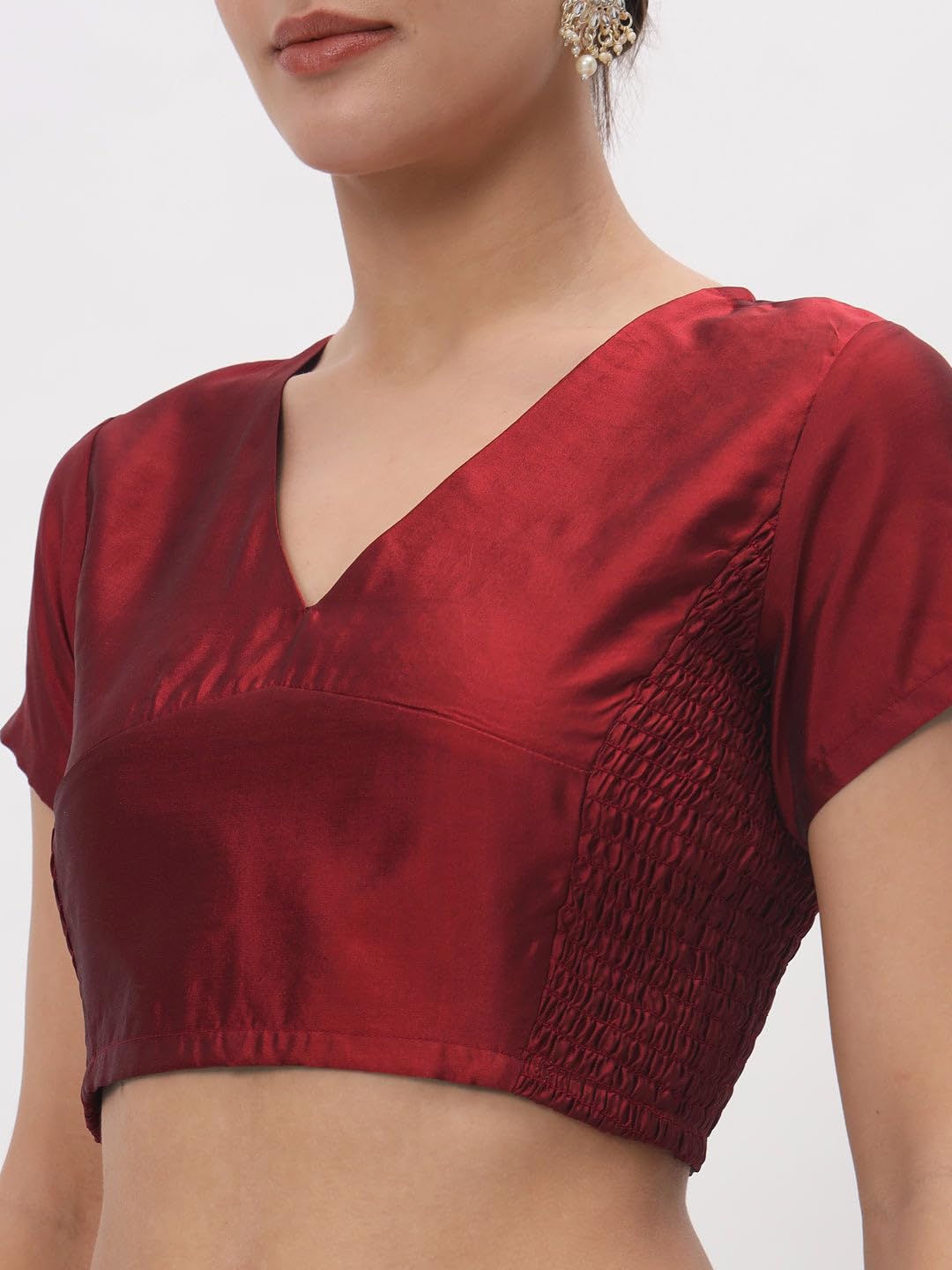 studio rasa Women's Silk Blend Crop Top - Maroon - Image 4