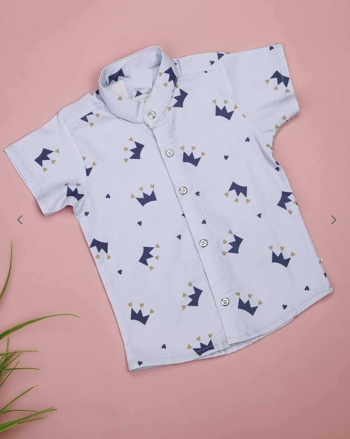 Vikita Kids Boy's Printed Cotton Shirt & Shorts Set - Light Blue & Brown - Image 3