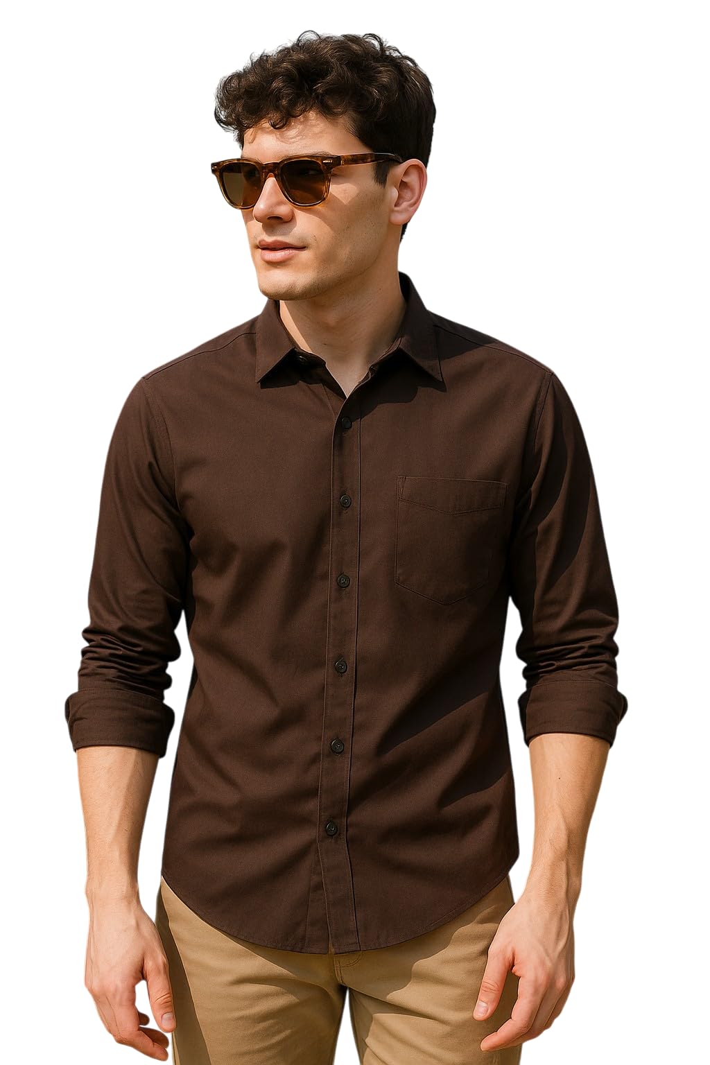 Men's Cotton Shirt - Dark Brown