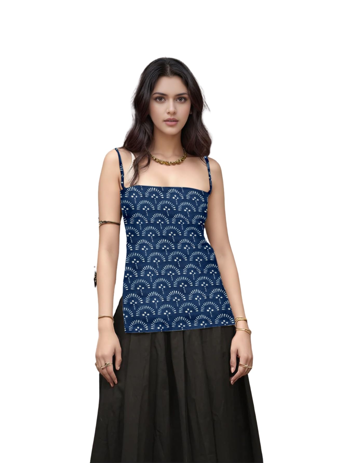 Aahwan Blue Printed Kurti Top for Women