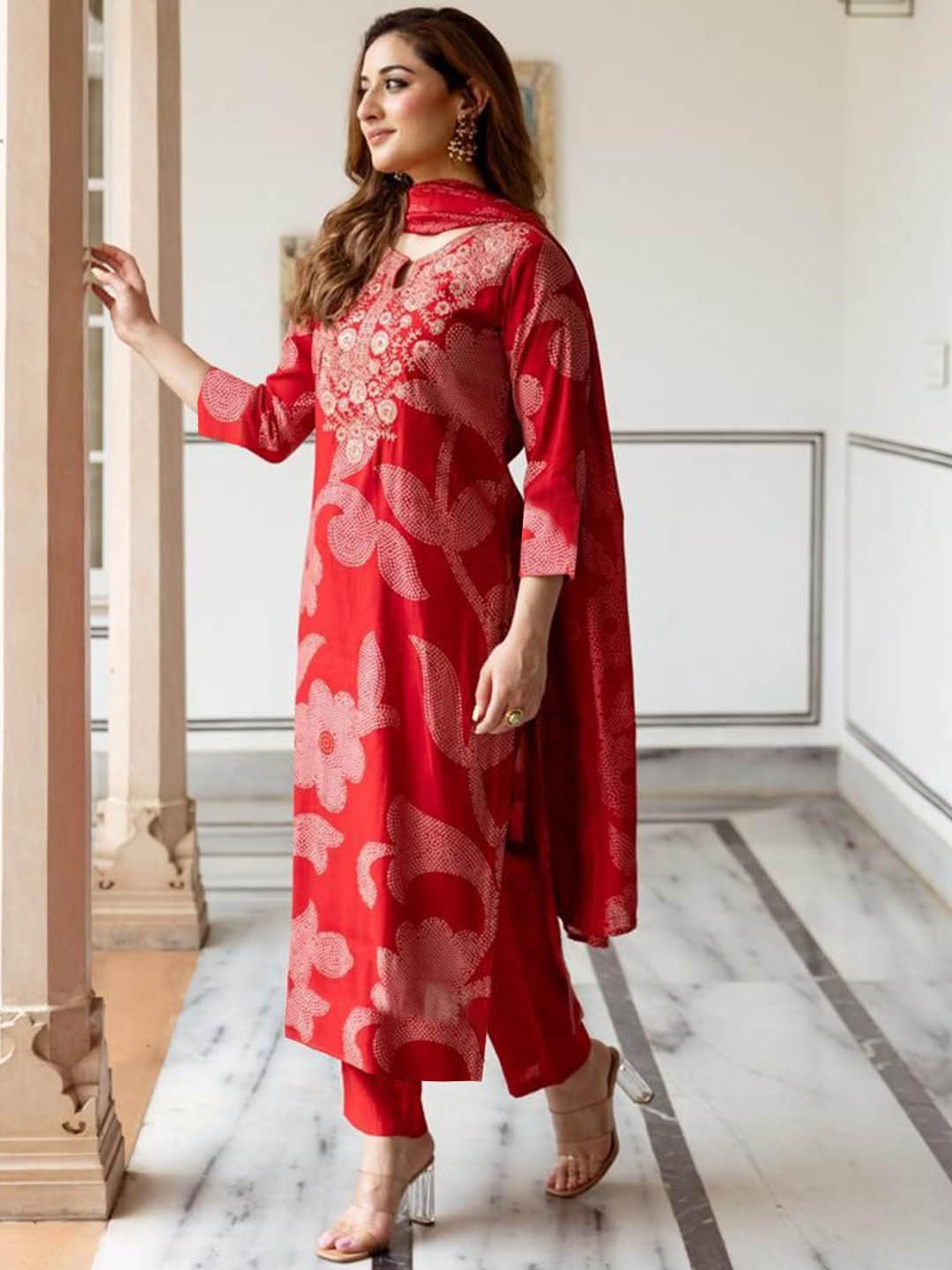 ANNI DESIGNER Pink Printed Kurta Set for Women - Image 4