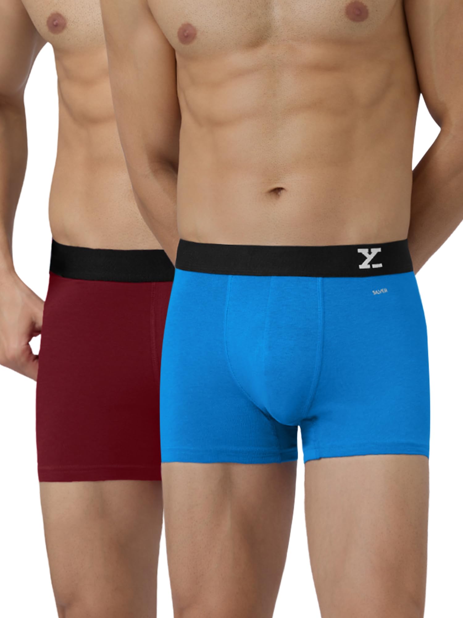 XYXX Men's Cotton Trunks - Dark Maroon Brilliant Blue