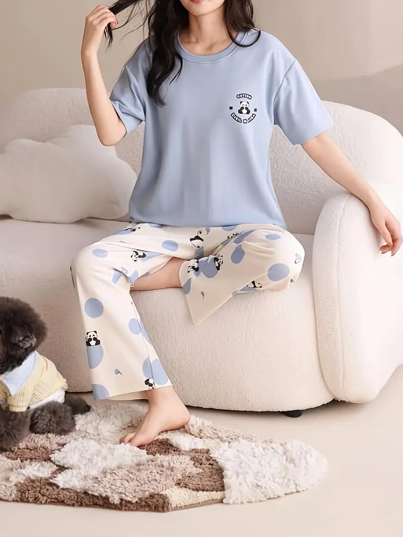 Louis Luxe Women's Night Dress Full Sleeve Nightsuit - Sky Blue - Image 5