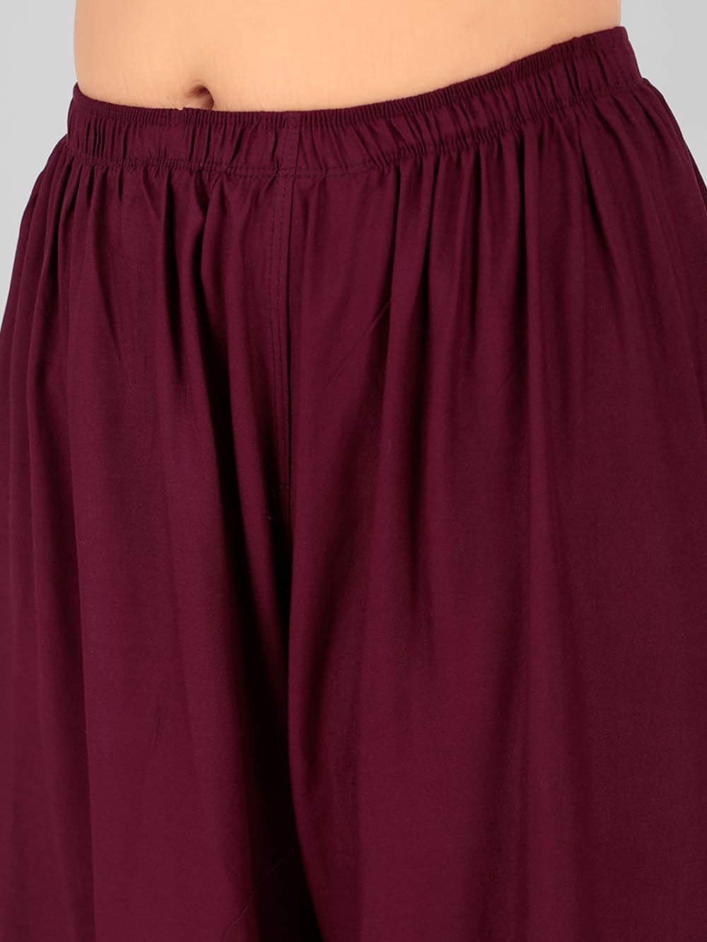 Go Gazab Rayon Palazzo Pants for Women - Wine - Image 4