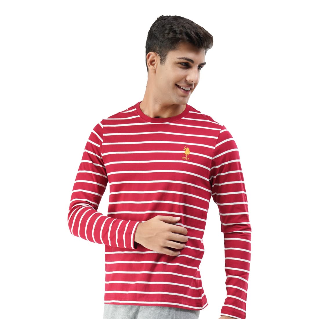 U. S. POLO ASSN. Men Stripe Cotton T-Shirt - Red - Image 2