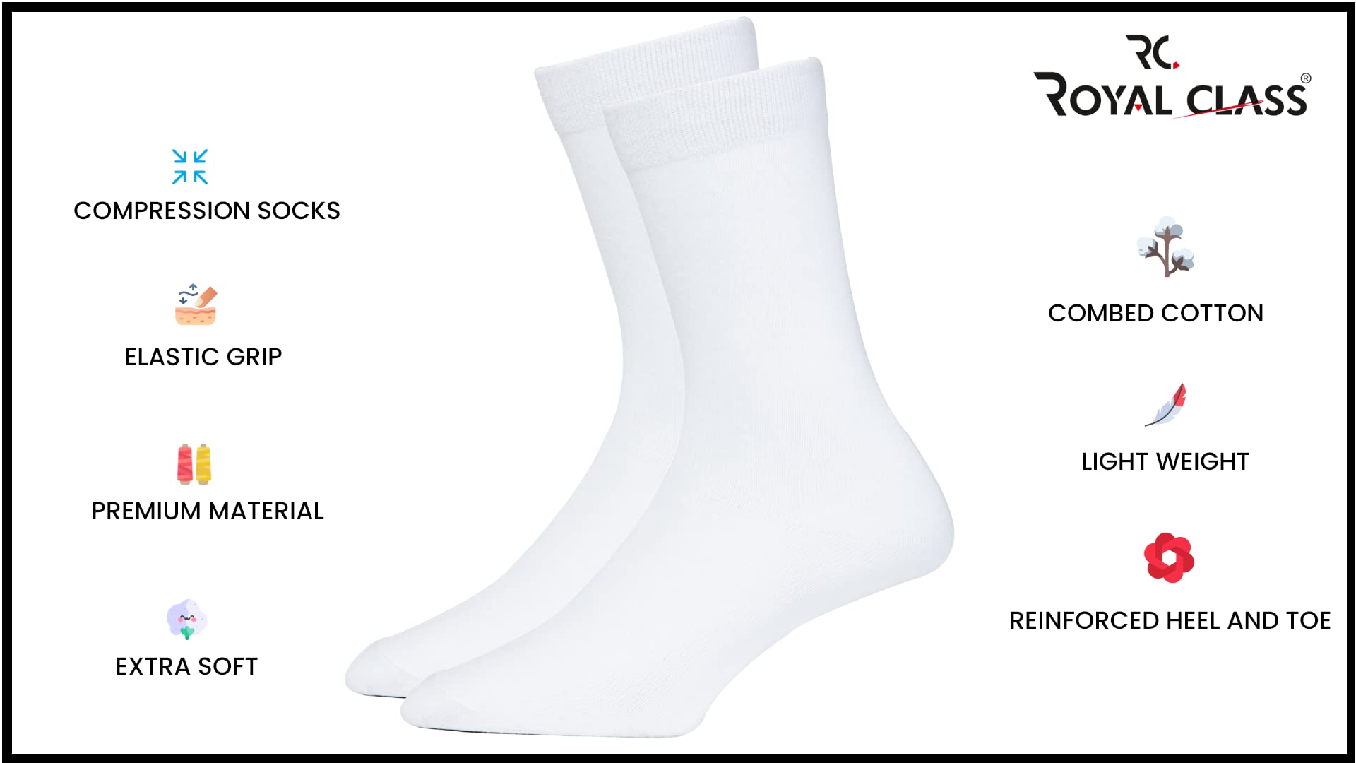 RC ROYAL CLASS Organic School Socks for Boys & Girls - White - Image 3