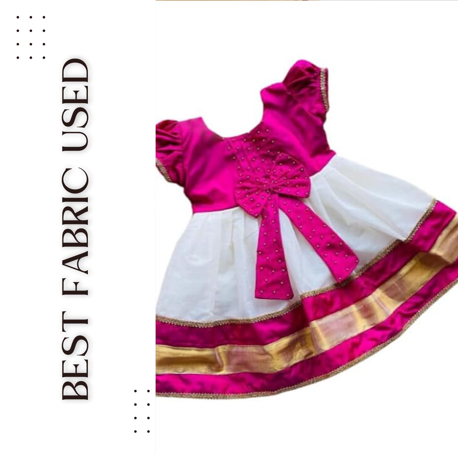 Rani Pink Cotton Silk A-Line Midi Dress for Baby Girls - Image 4