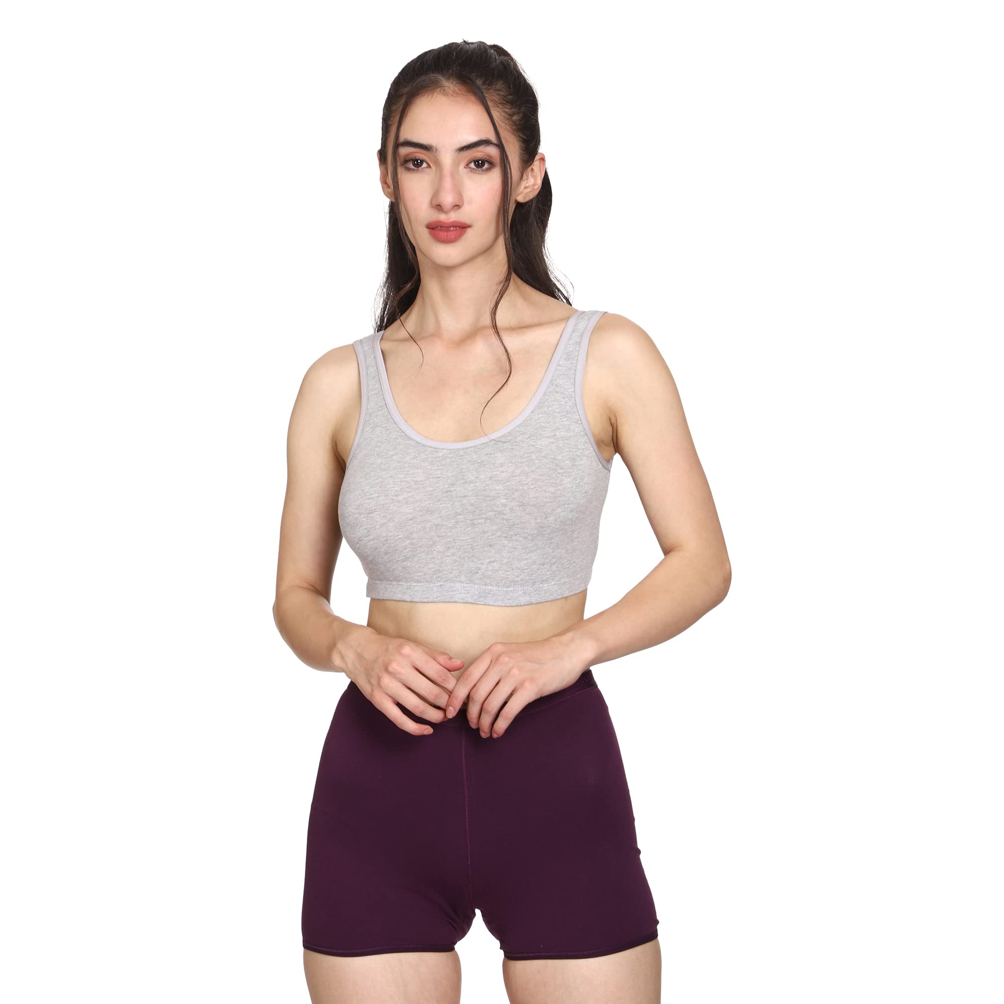 ZUVAIRIYA Women Cotton Sports Bra - Grey Black BabyPink - Image 2