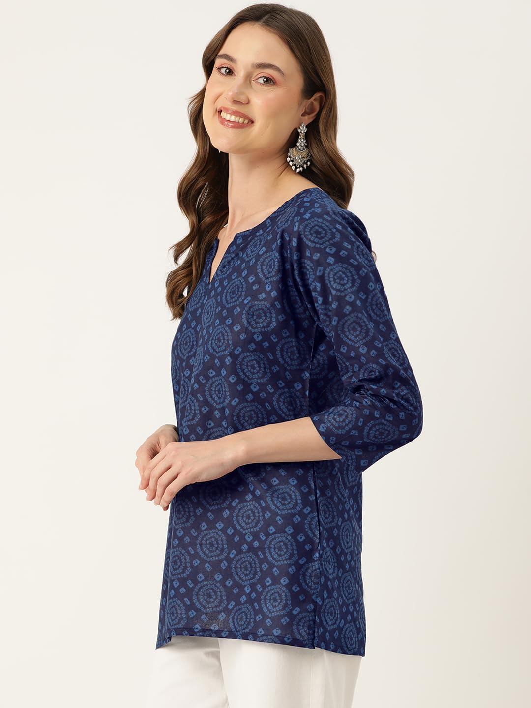 feranoid Women V-Neck Kurti - Navy - Image 3
