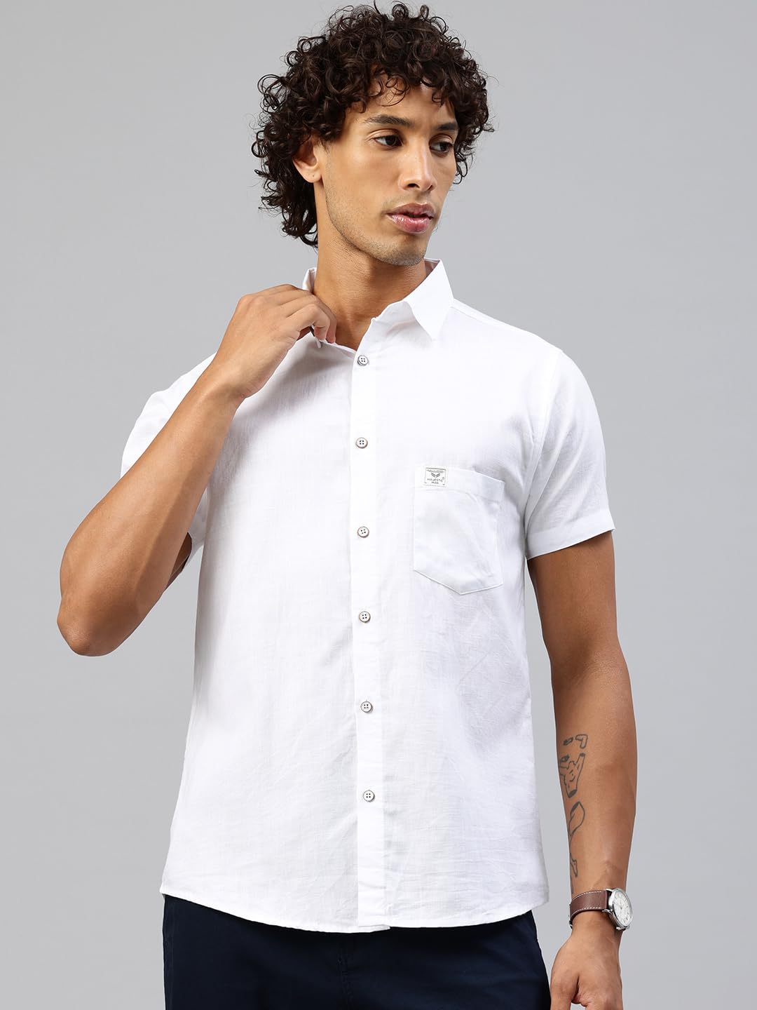 Majestic Man Casual Shirt - Milky White - Image 2
