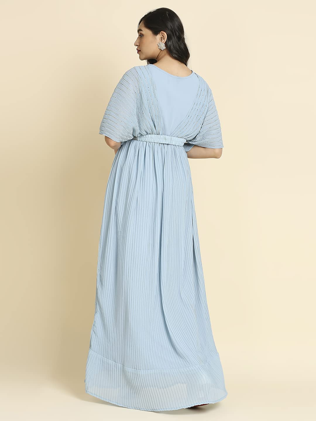 Madhuram Women's Maxi Gown - Light Blue Georgette - Image 2