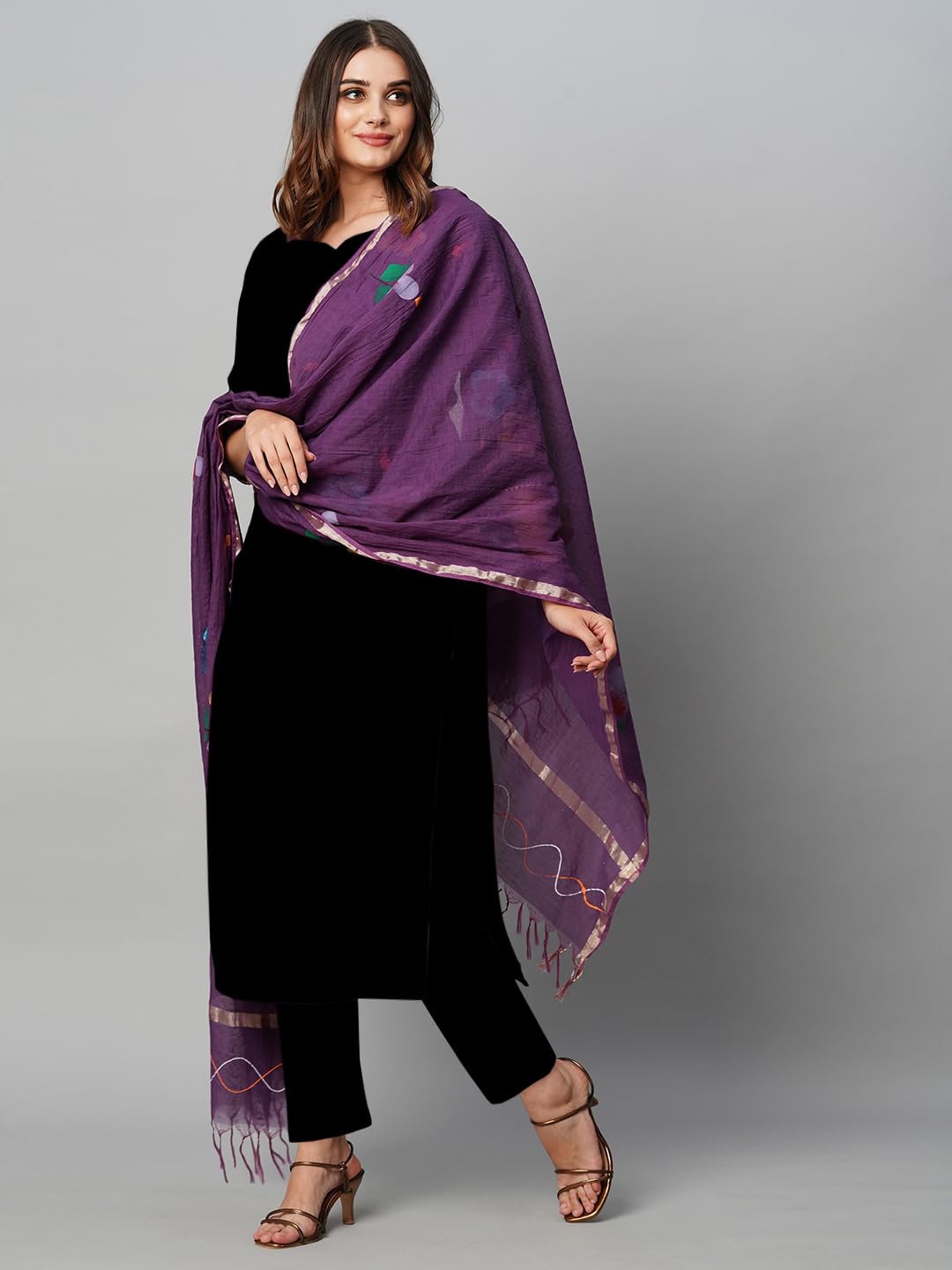 ANNI DESIGNER Black Rayon Viscose Kurta Set - Image 3