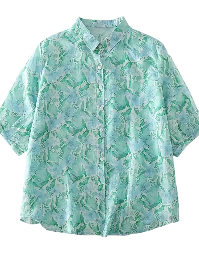 Gufrina Women's Sea Green Floral Print Shirt