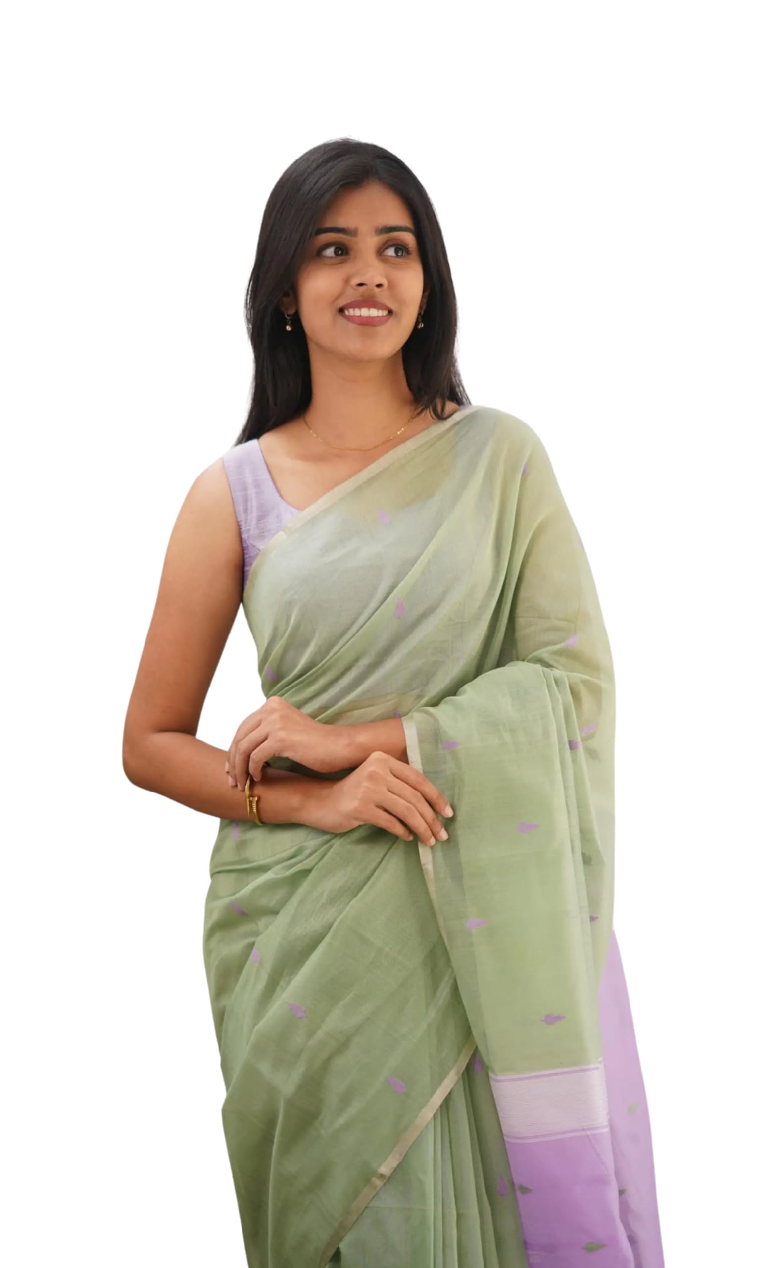 Kanjivaram Silk Saree for Women - Olive Green Lavender