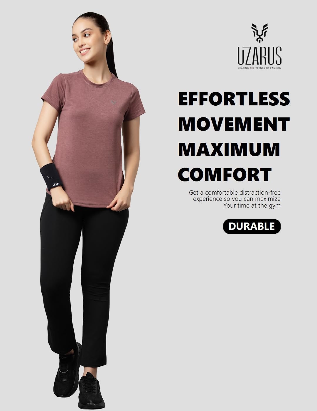 UZARUS Women's Gym T-Shirt - Soft, Breathable & Quick-Dry - Image 5