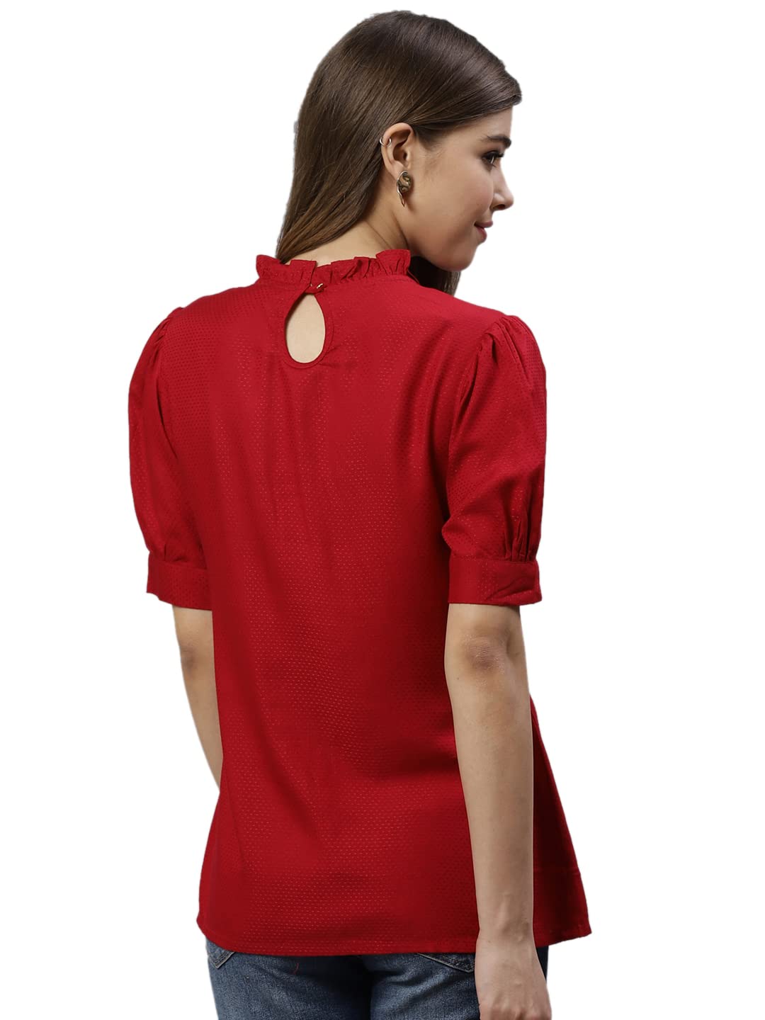 Yash Fashion Women's Rayon Dobby Top - Maroon - Image 4