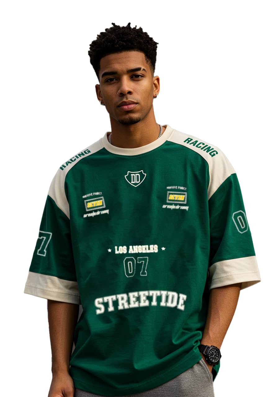 THALASI Men Cotton Jersey Oversized T shirt