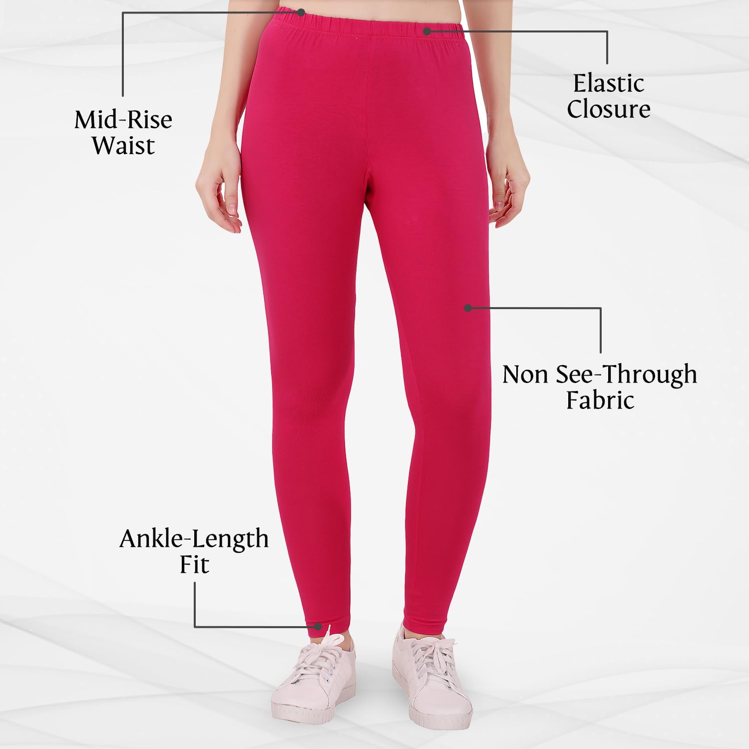 TRASA Pink Ankle Leggings for Women - Image 3