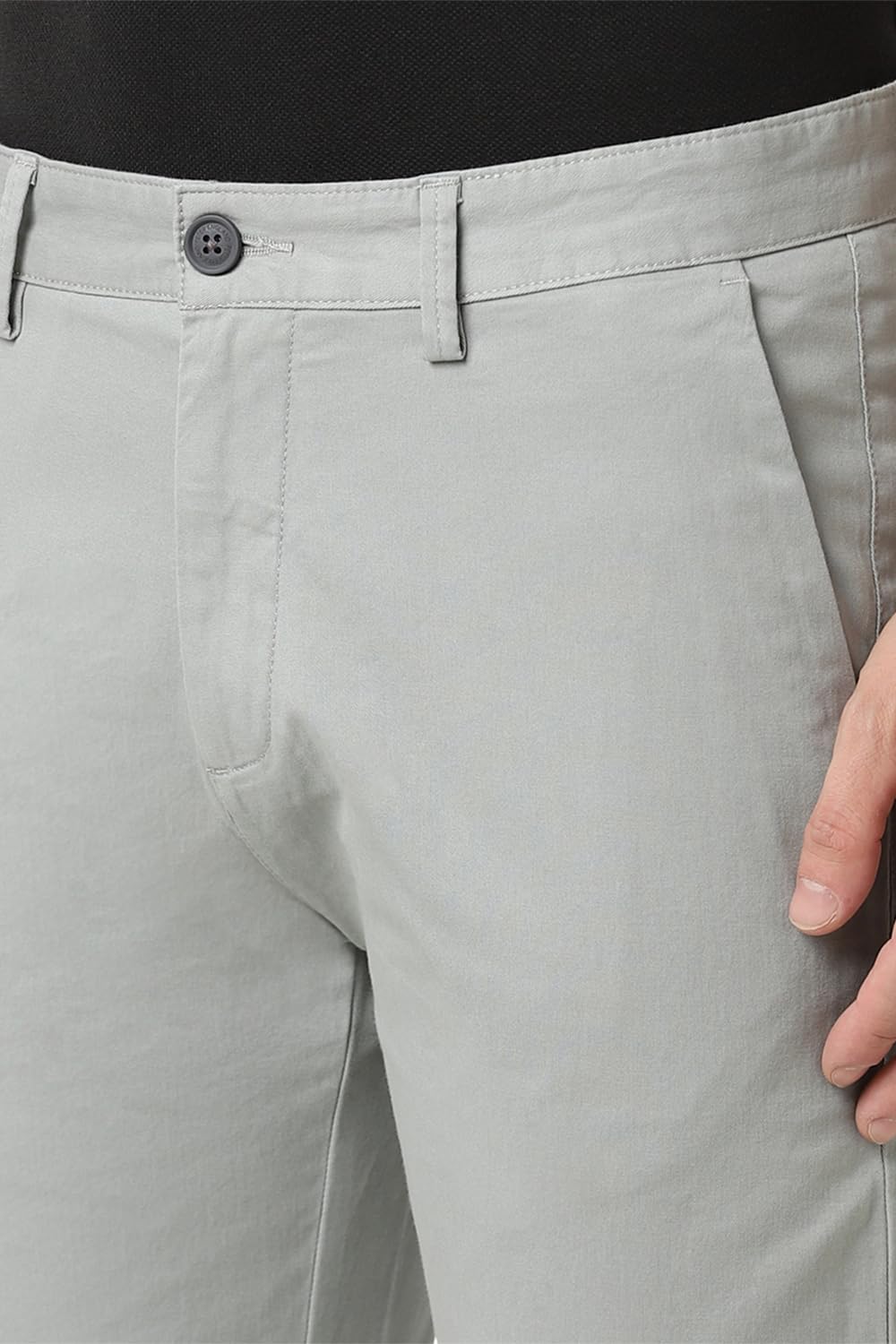 Peter England Men's Mid Rise Slim Casual Pants - Grey - Image 4