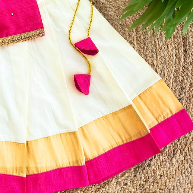Stanwells Kids Lehenga Choli - Cream & Pink - Image 4
