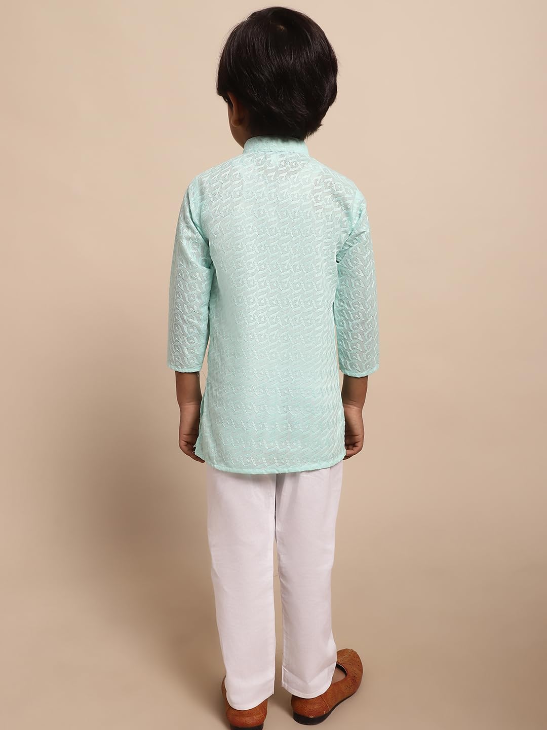 Superminis Chikankari Kurta Set for Baby Boys - Sea Green - Image 3