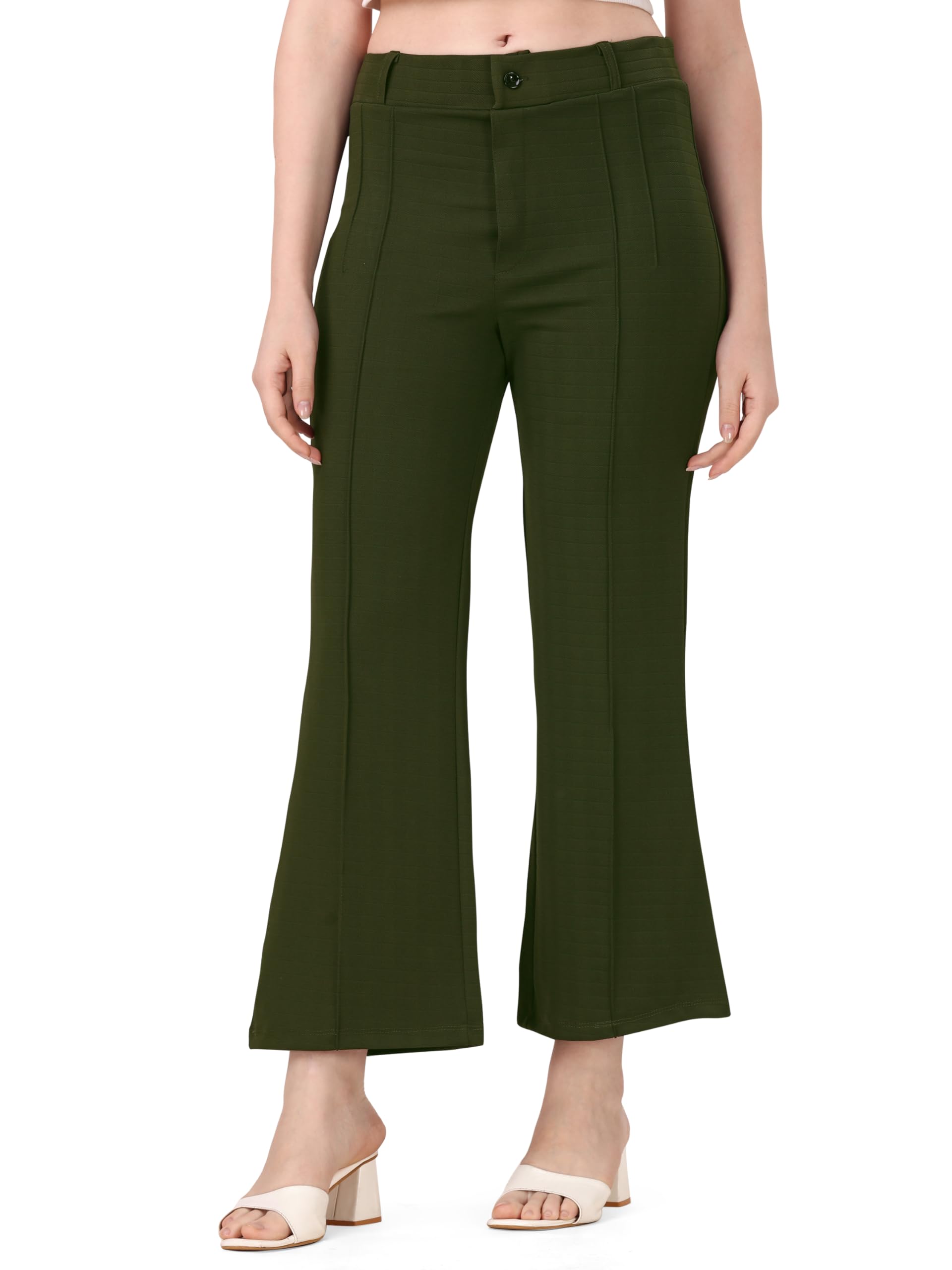 Mehrang Cotton Blend Bootcut Trousers for Women