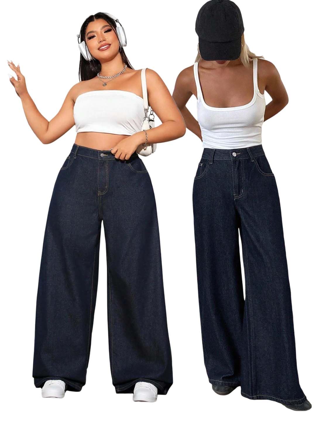 KOTTY Women's High Waist Wide Leg Jeans