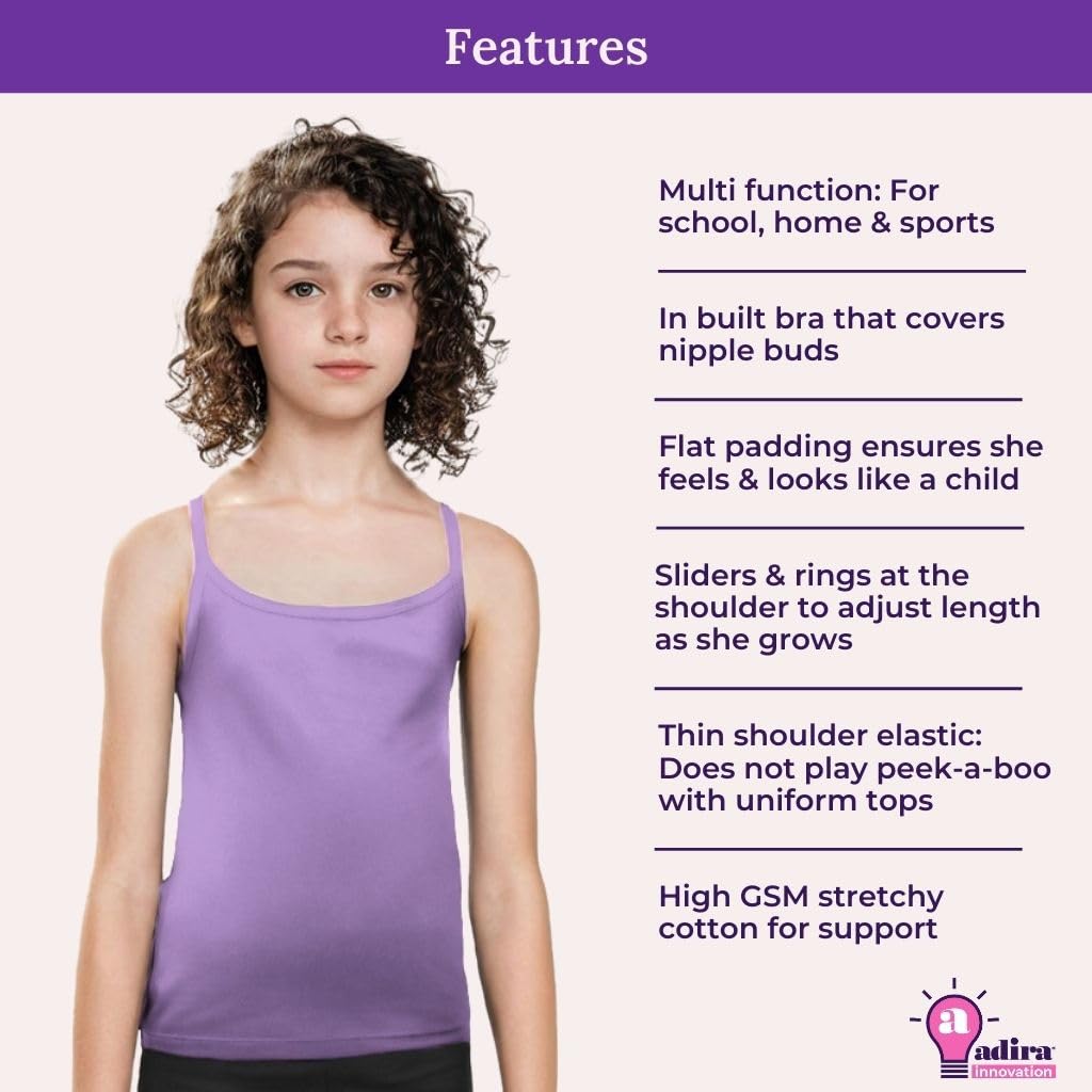 Adira Cotton Padded Camisole for Teen Girls - Lavender - Image 2