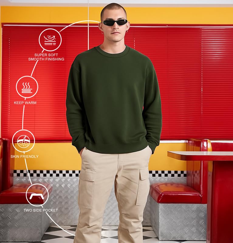 Sleepynuts Fleece Sweatshirt for Men - Army Green - Image 3