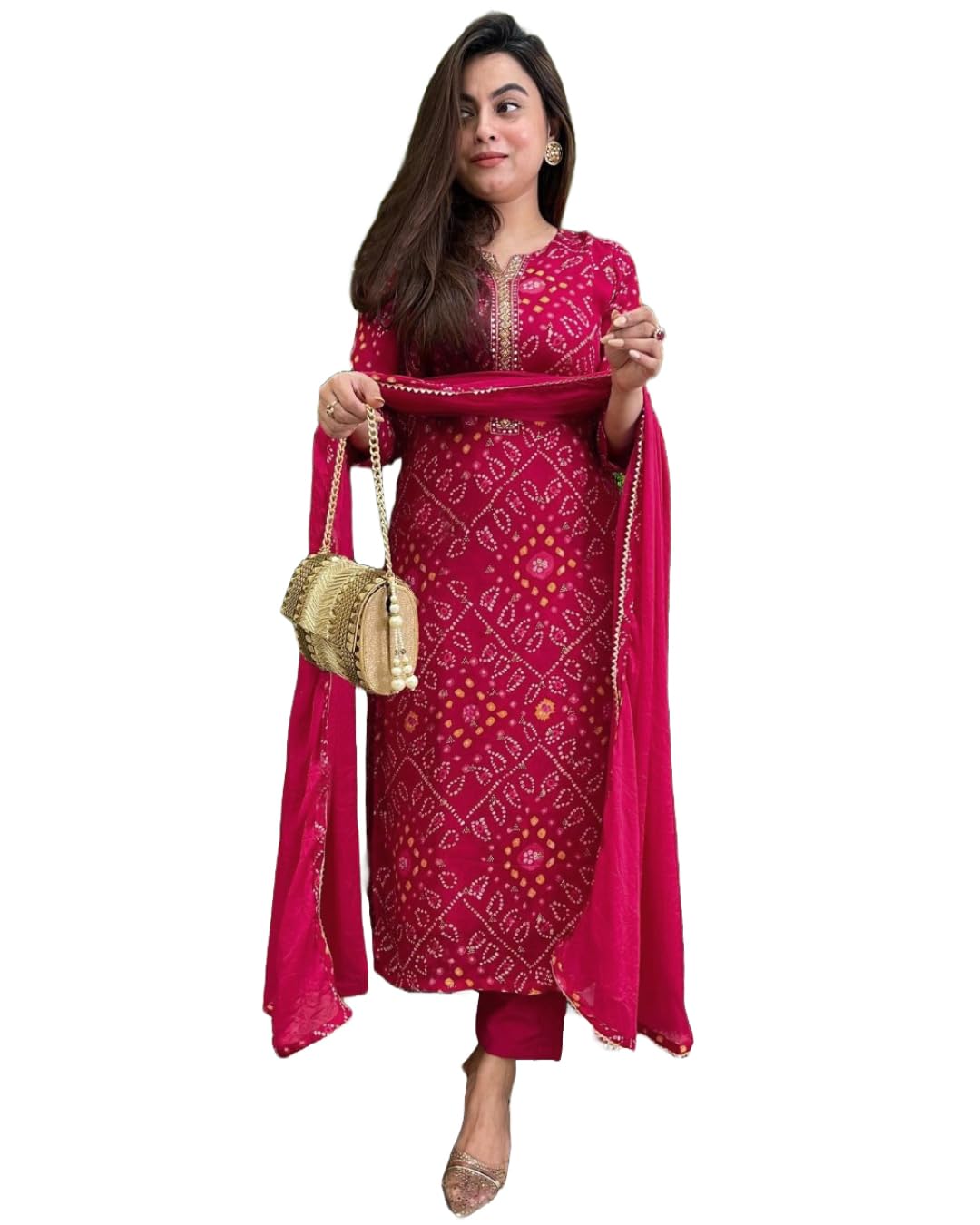 GoSriKi Pink Rayon Kurta Set for Women