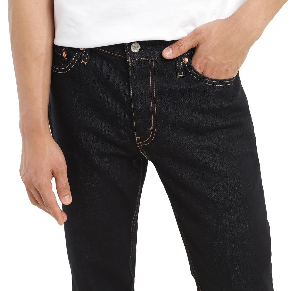 Levi's Men's Slim Jeans - Black Mid Rise - Image 4