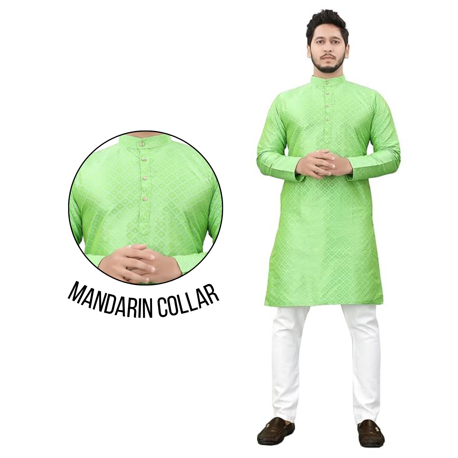 More & More Men's Kurta - Pista - Image 2