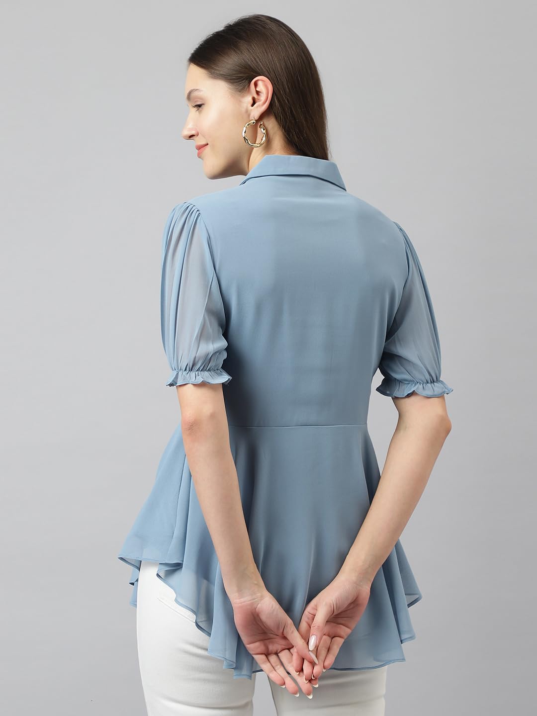 KERI Women's Solid Shirt - Light Blue - Image 5