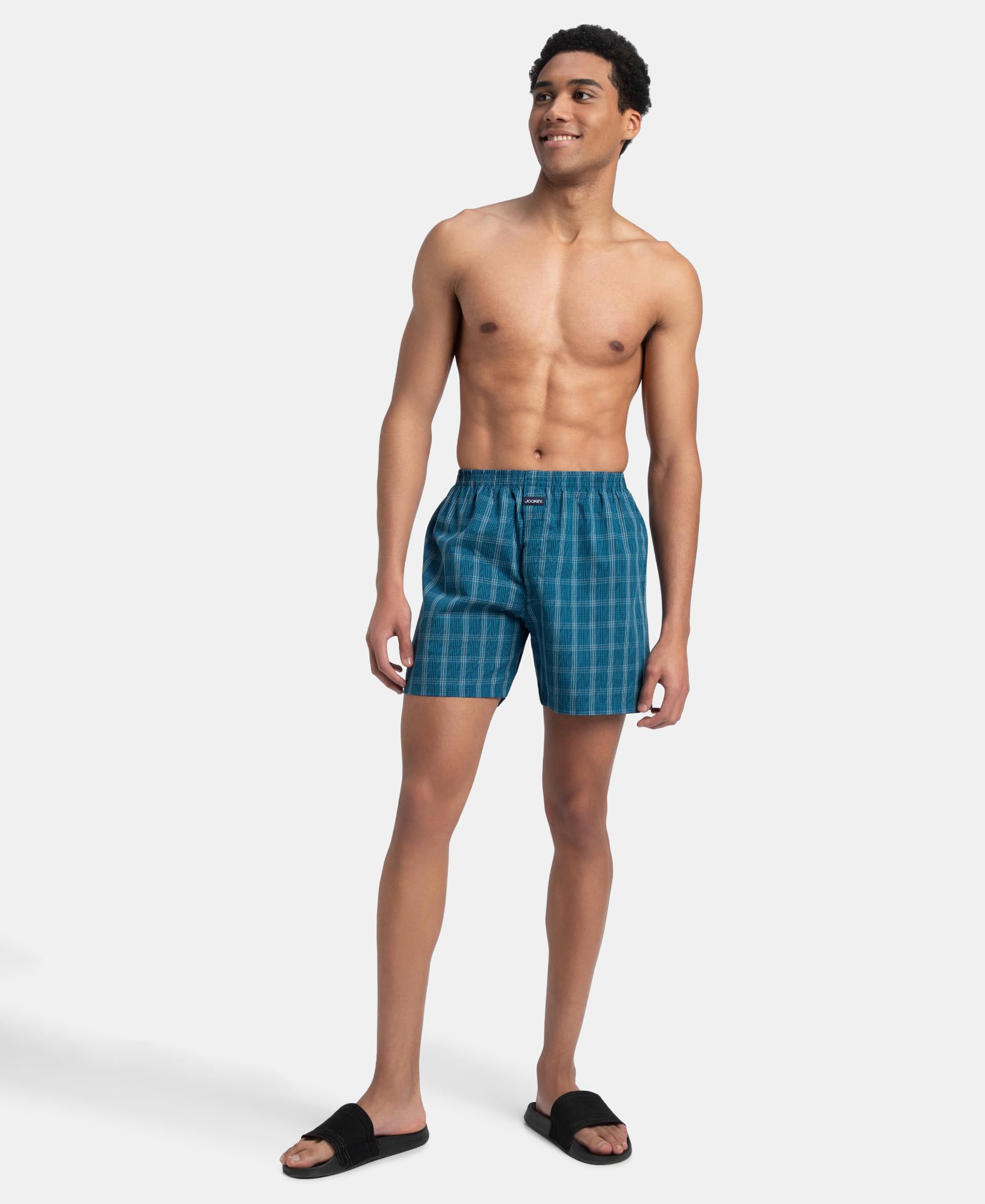 Jockey Men's Cotton Checkered Boxer Shorts - Multi Colour - Image 5