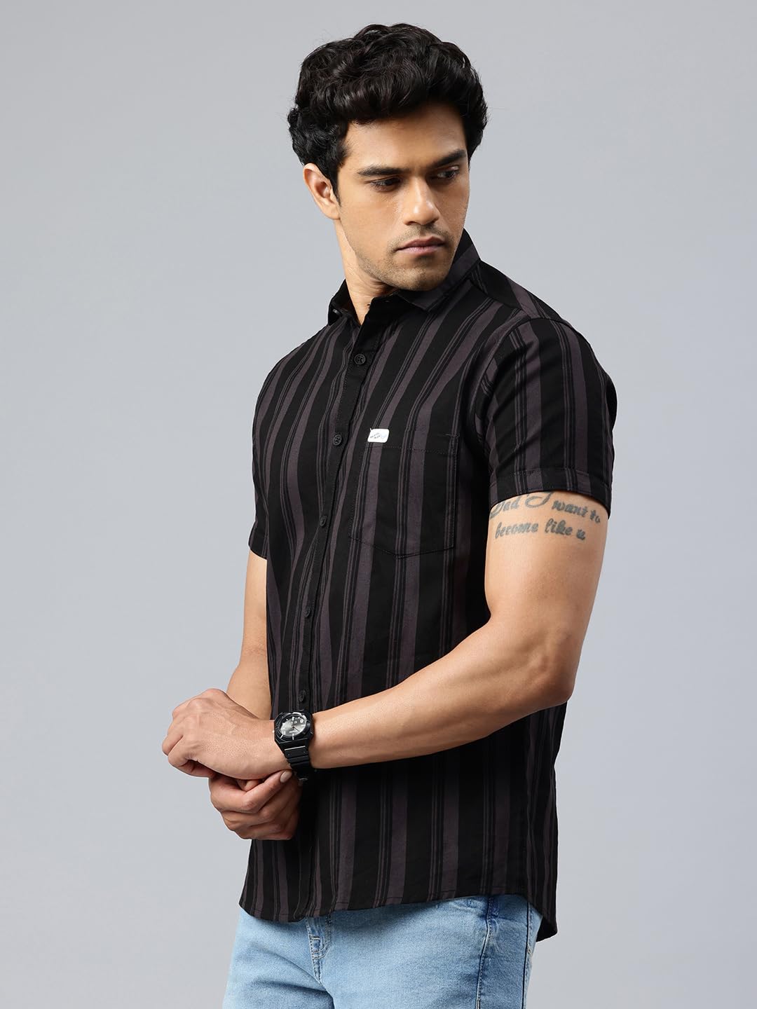 Majestic Man Casual Shirt - Dark Grey - Image 3