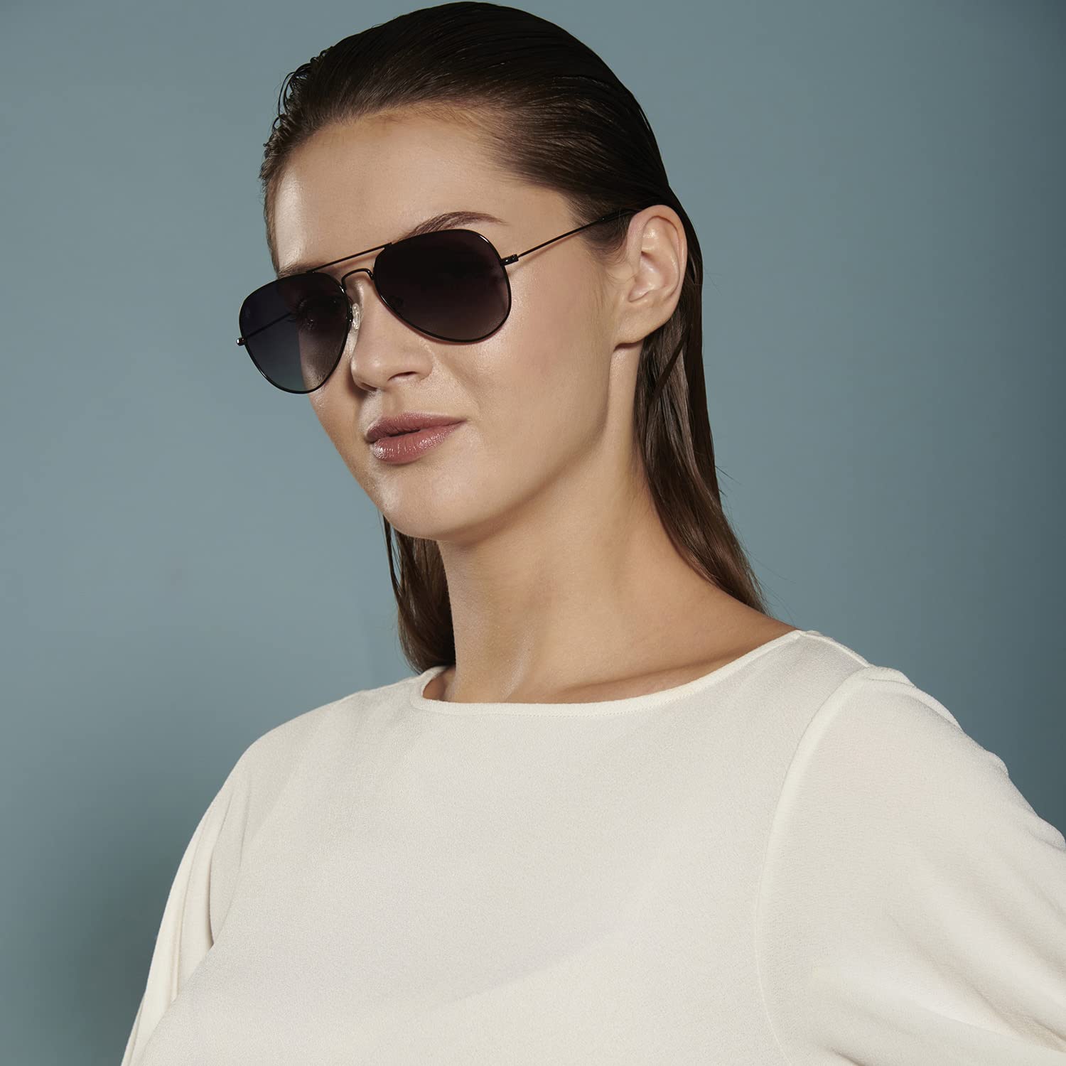 Vincent Chase Aviator Sunglasses - Polarized Black/Grey - Image 5