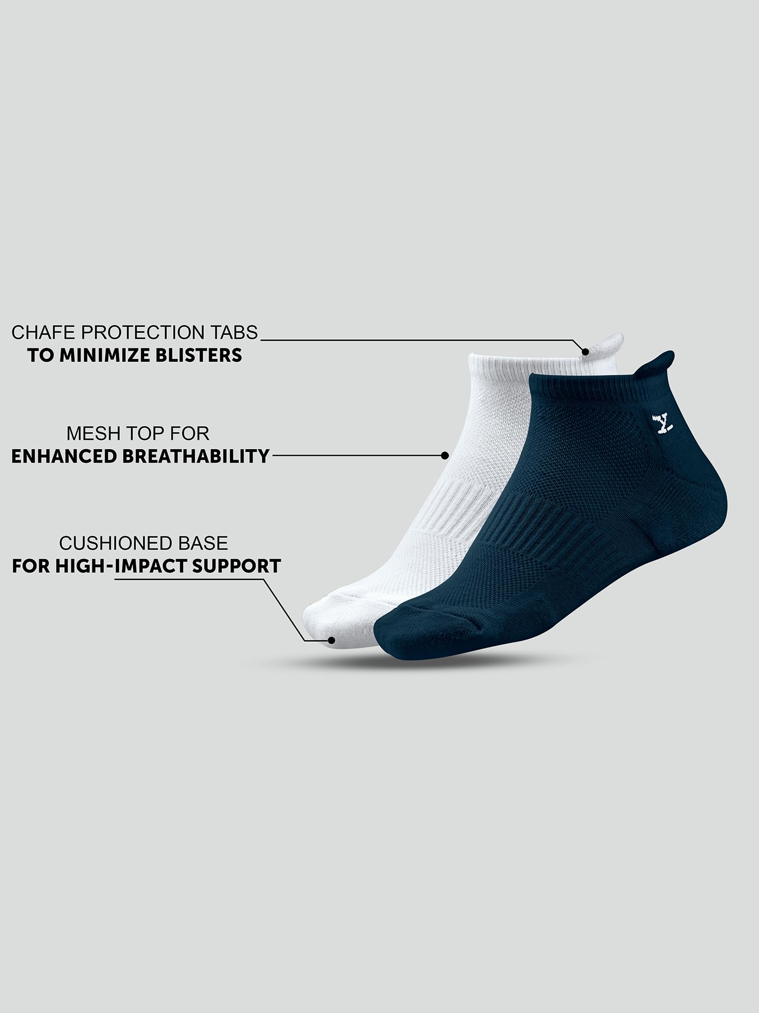 XYXX Men's Ankle Socks - Cotton Blend White Black Blue - Image 3