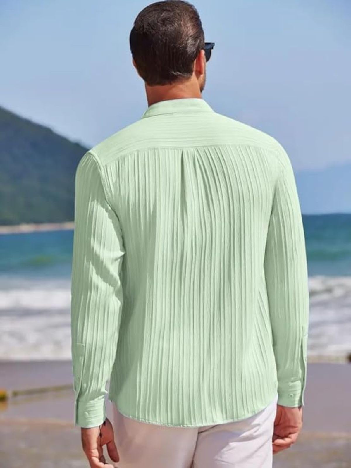 Leriya Fashion Men's Casual Shirt - Waffle Weave Long Sleeve - Image 5