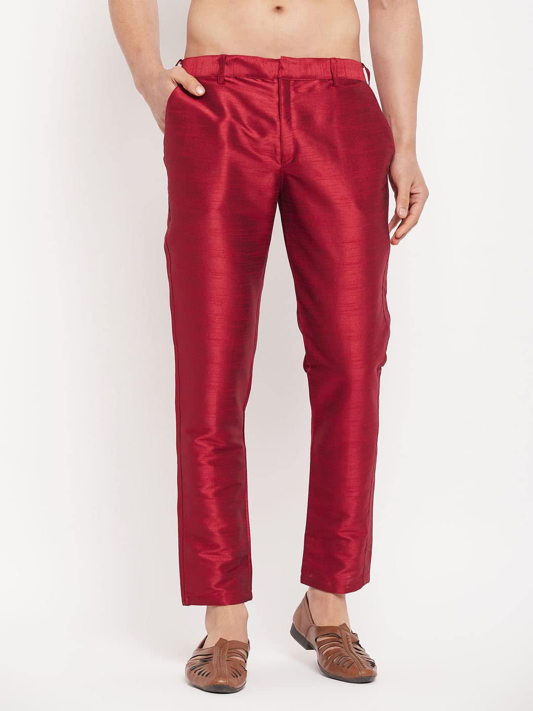 VM Men's Maroon Silk Blend Pant Pyjama - Image 2
