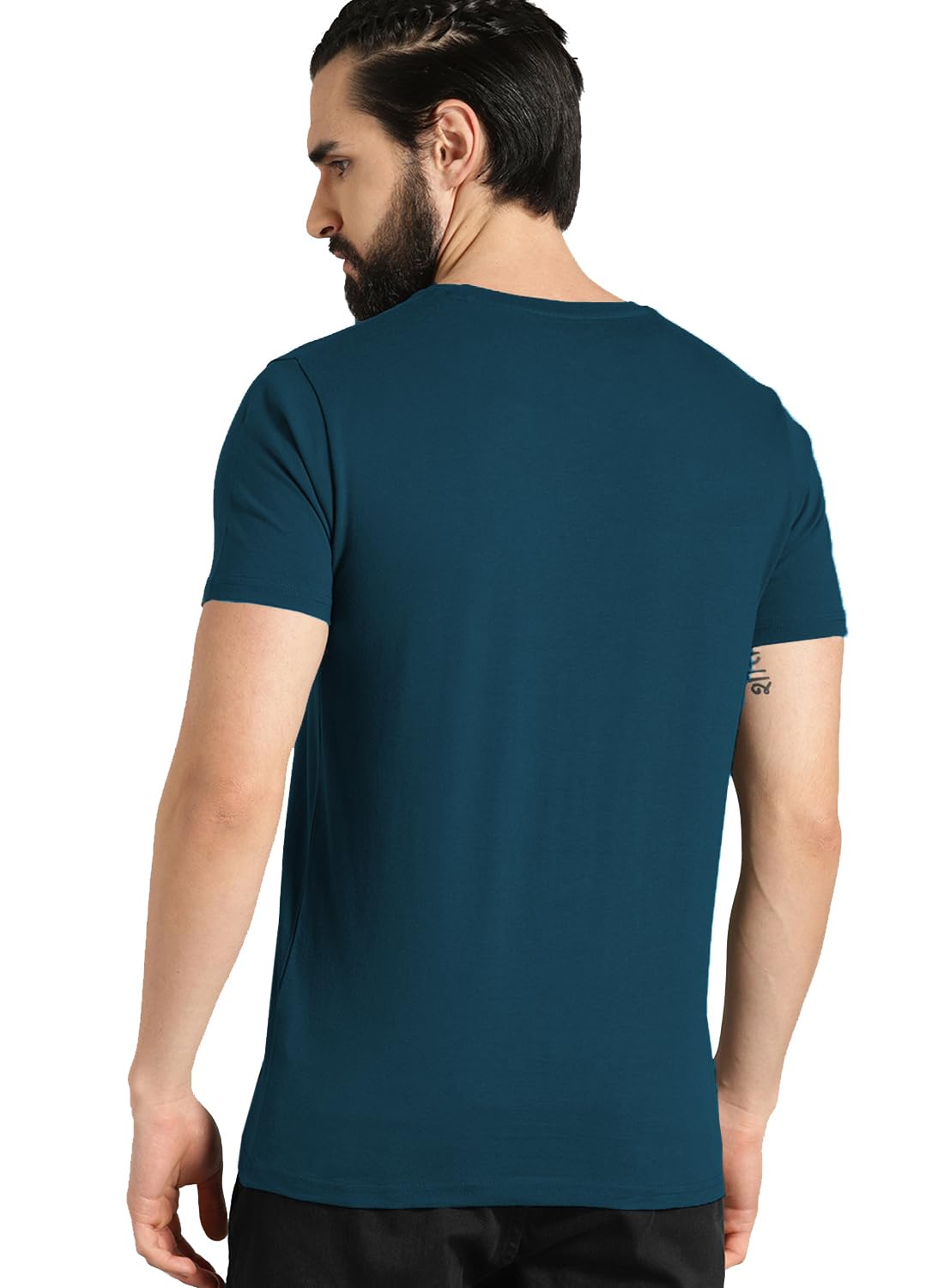 ADRO Mens Graphic Printed Cotton T-Shirt - Steel Blue - Image 3