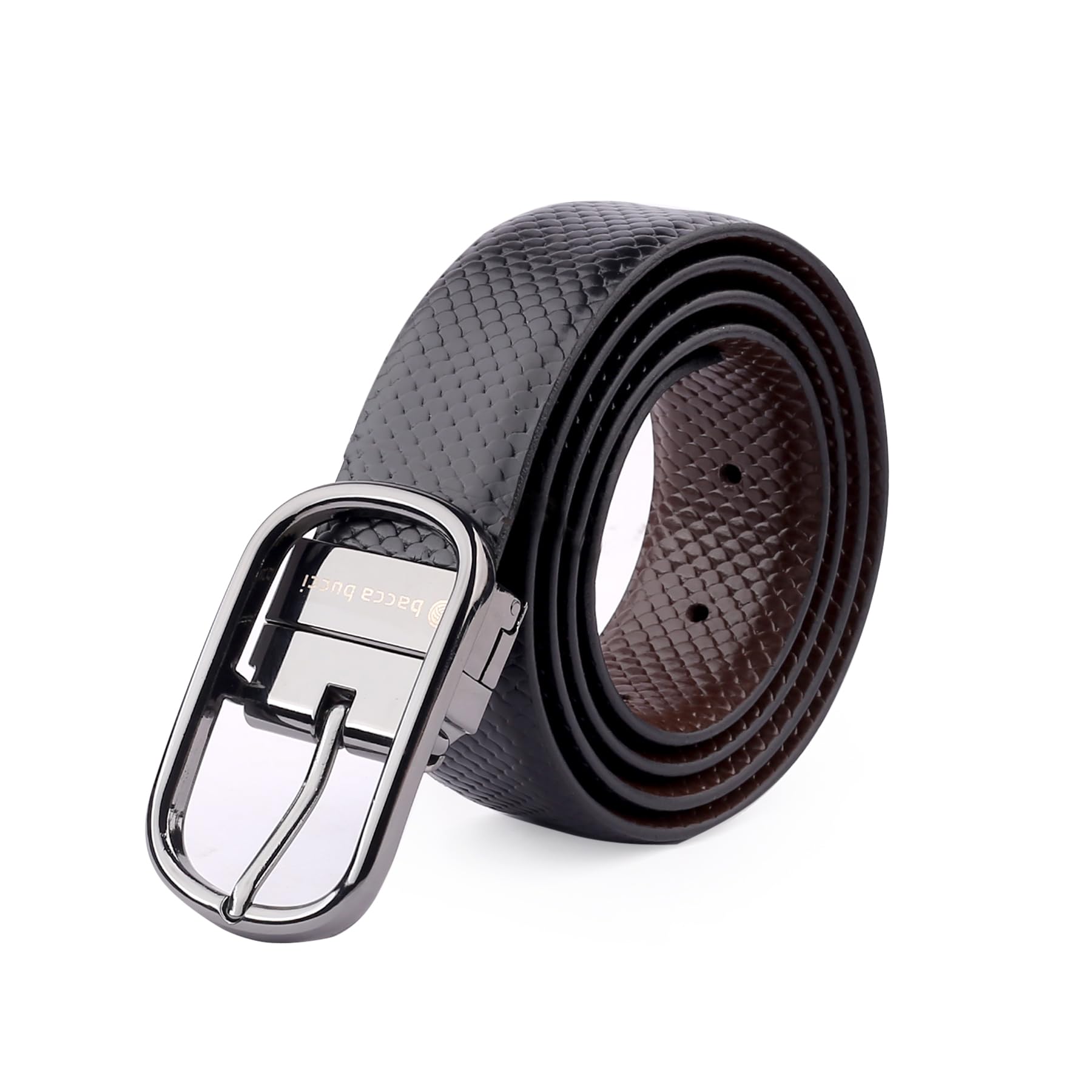 Bacca Bucci Men's Leather Belt - Black & Brown Reversible