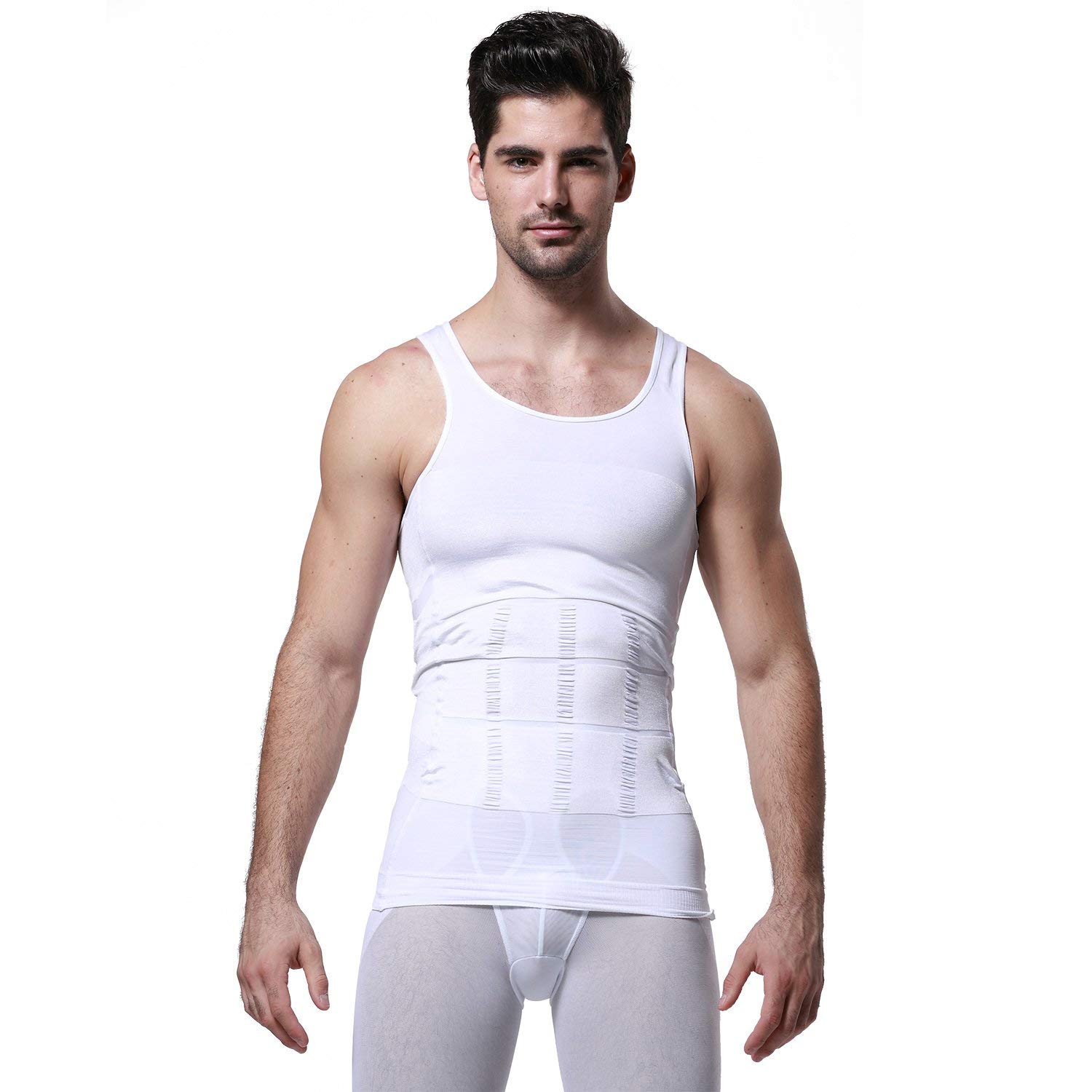 Wearslim Men's Slimming Body Shaper Vest - White