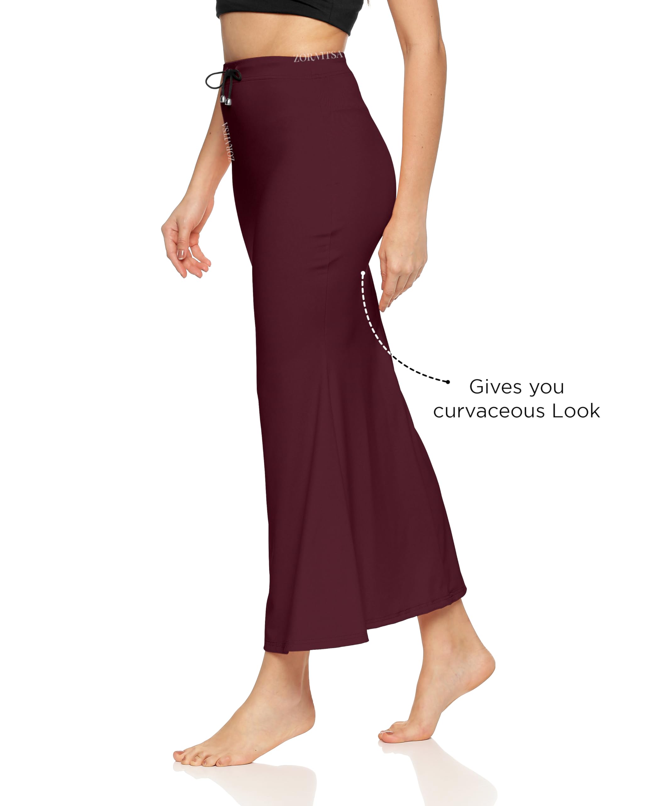 ZORNITSA Saree Shapewear Petticoat for Women - Wine - Image 3