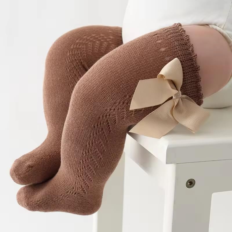 Heartbury Knee High Socks for Baby Girls - Brown, Beige, White, Black - Image 2