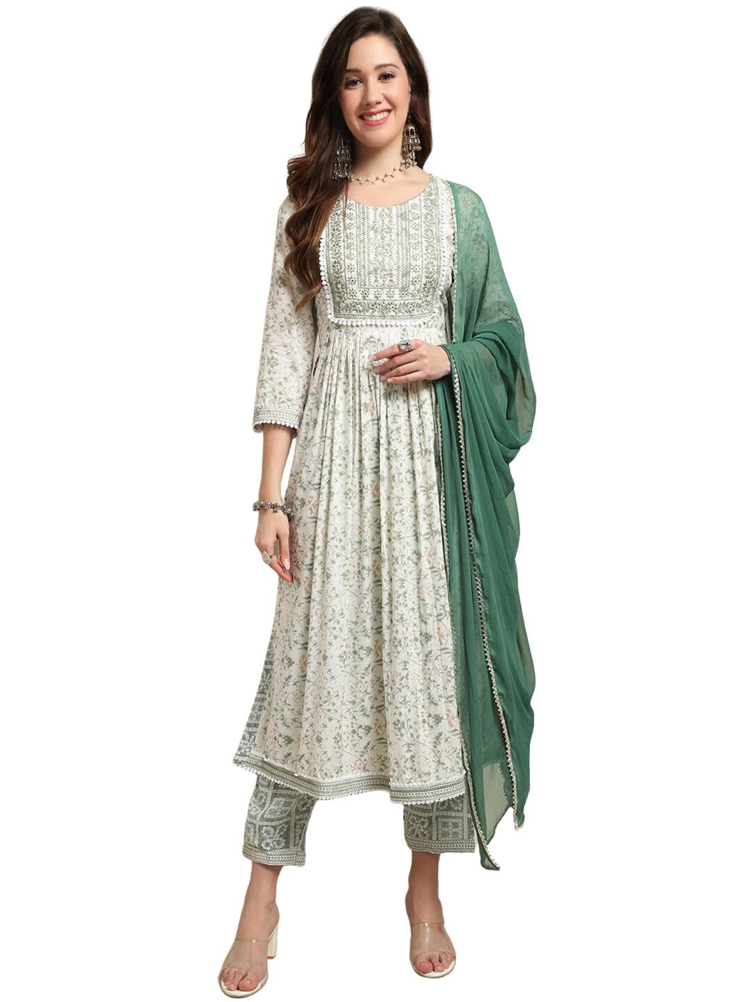 Amayra Women's Viscose Rayon Kurta Set - Green