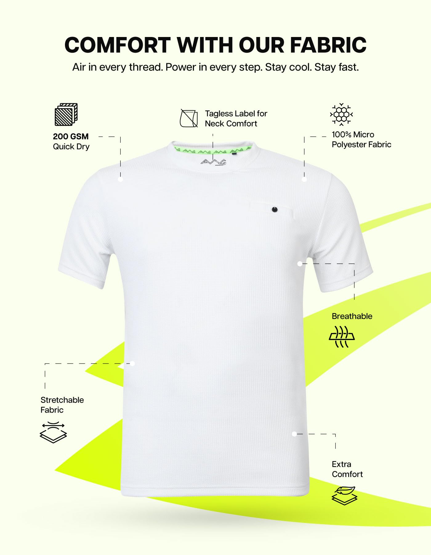 AWG Men Waffle Knit Crew Neck T-Shirt - White - Image 2